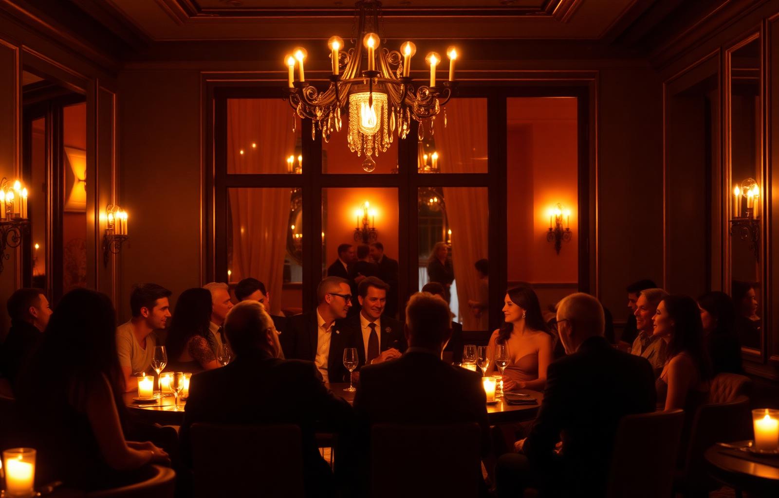 Warm intimate community gathering